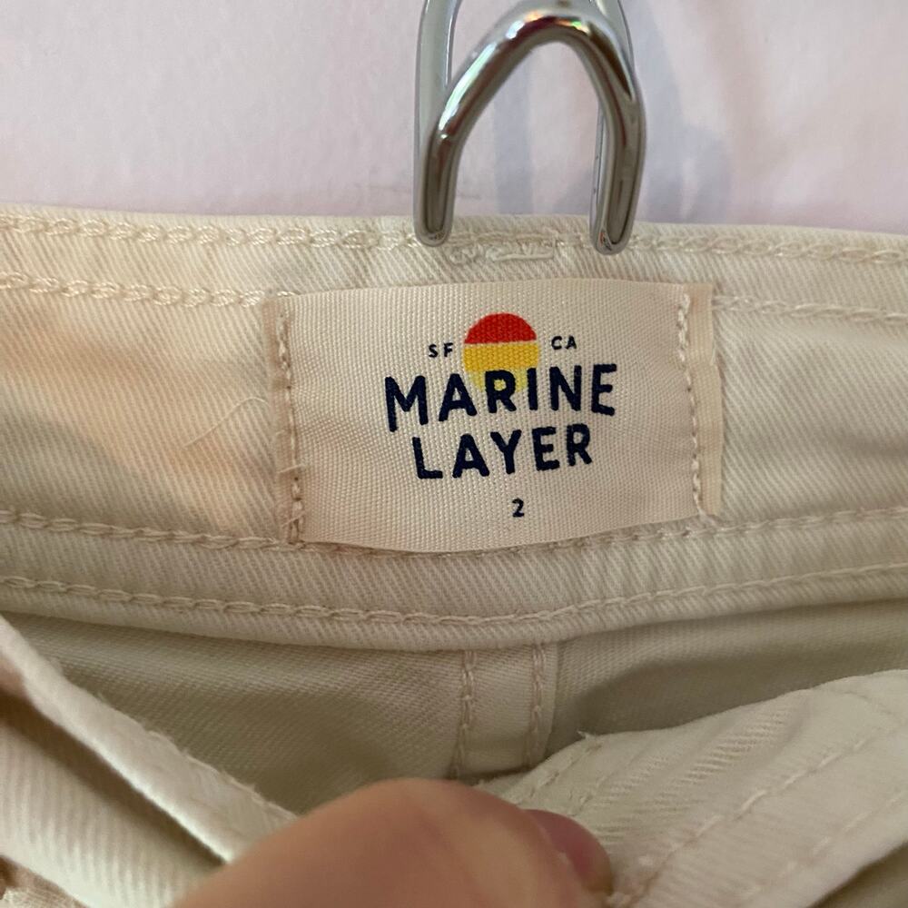 Marine Layer Bridget Crop Cream Wide Leg Jeans Pants Minimalist Women's size 2 - Picture 3 of 13